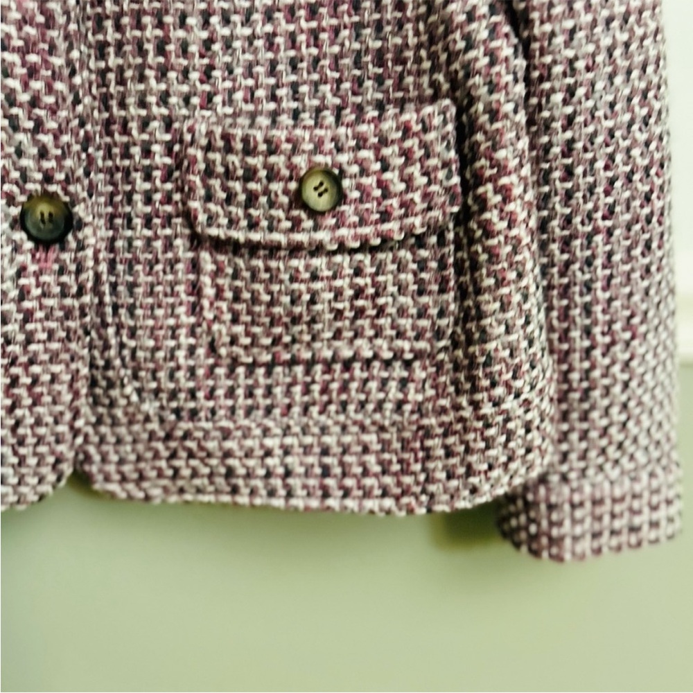 Women’s Talbots Purple Grey Tweed Button Front Wool Blend Blazer Size Petite 8 - Picture 6 of 11